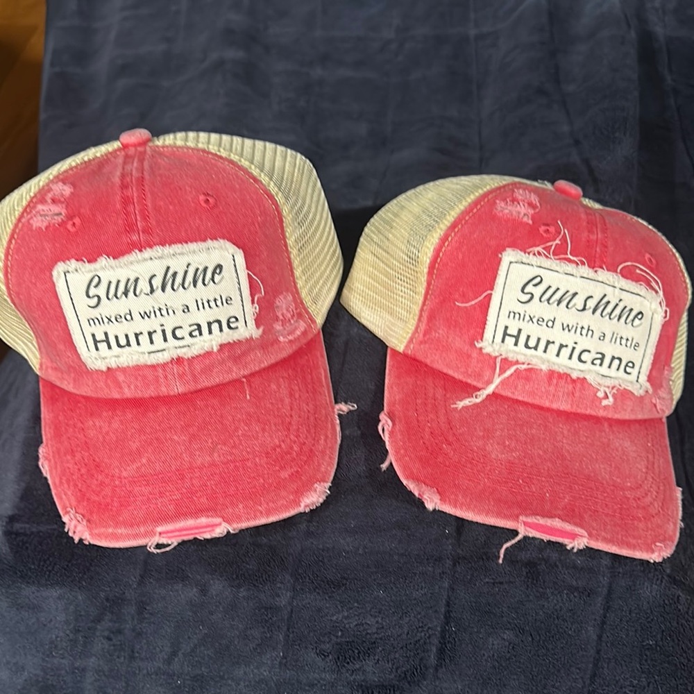 Red and Tan Distressed Caps